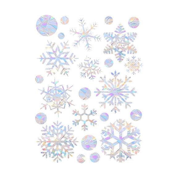 AYktou 1 Sheet Christmas Window Clings, Dazzling Colors Snowflake Electrostatic Stickers Christmas Window Glass Decorative Sticker for Winter Home Xmas Holiday Indoor Decorations Supplies