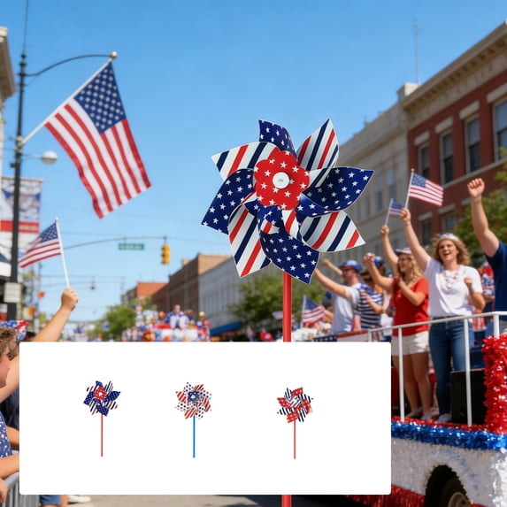 AYktou 10 Pack Patriotic Pinwheels July Of 4Th Decorations, Independence Day Windmill USA Flag Wind Spinner Memorial Day Party Supplies for Table Centerpiece Parade, Scare Birds Repellent Devices