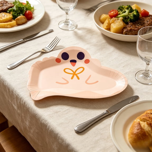 AYktou 10 Pcs Halloween Ghost Paper Plates, Disposable Halloween Party Supplies - Cute Ghost/ Spooky Ghost Disposable Plates Table Decor Tableware for Candy Cake Snack Birthday Spooky Party
