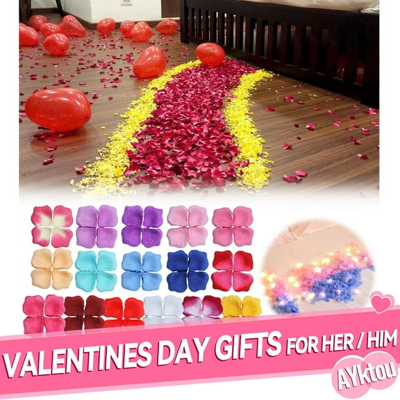 AYktou 100 Pcs Red Rose Petals Artificial Flowers Fake Silk Red Petals for Mother's & Valentine's Day Wedding Decoration