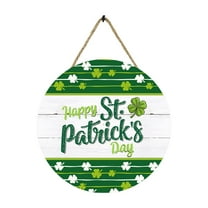 AYktou 11.8" Happy St.Patricks Day Door Sign - Shamrock Wooden Hanging Sign Wood St Patricks Day Decorations Wreath for Front Door Decor Irish Home Door Decoration Clovers Wall Decor