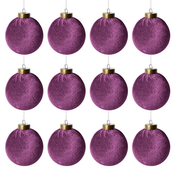AYktou 12 Pcs Christmas Balls Ornaments, 3.1 Inch Velvets Christmas Balls Bright-Colored Hanging Balls, Christmas Tree Decoration Christmas Gift Set for Xmas Tree Birthday Decor Pendant