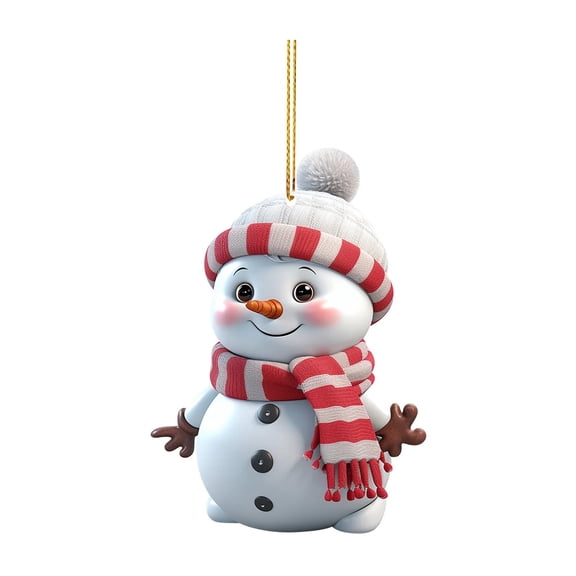 AYktou 12 Pcs Christmas Snowman Pendants, 3.1 Inch Acrylic Cute Smiled Snowman Hanging Ornaments, Christmas Tree Hanging Gifts, Flat Style Ambiance Pendants for Winter Holiday Party Christmas Decor