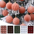 thumbnail image 1 of AYktou 12 Pcs Christmas Tree Balls Ornaments, SetMultiple Styles Flocked Velvet Christmas Tree Balls with Hanging Rope, Plushs Balls Pendant Set for Xmas Tree Decoration Porch Hanging Decor, Orange, 1 of 7