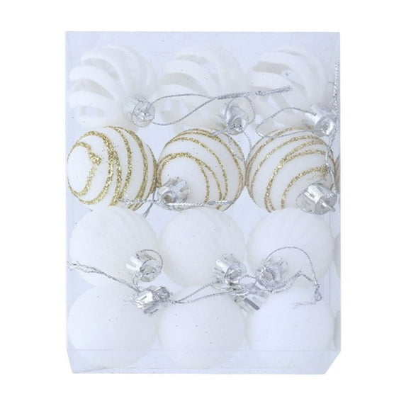 AYktou 12 Pcs Christmas Tree Balls Ornaments, SetMultiple Styles Flocked Velvet Christmas Tree Balls with Hanging Rope, Plushs Balls Pendant Set for Xmas Tree Decoration Porch Hanging Decor, White