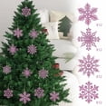 thumbnail image 1 of AYktou 12 Pcs Christmas Tree Snowflakes Decorations, Glittering Pink Hollow Snowflake Winter Xmas Tree Ornaments Pendant, Multiple Styling Hanging Snowflakes for Indoor Home Window Room Decor, 1 of 7