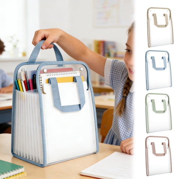 AYktou 13-Pocket Accordion File Organizer, Vertical Capacity 500 Sheets Document Bag File Folder with Handle & Labels, Expanding Document Organizer Bag File Storage Bags for Test Paper Bill