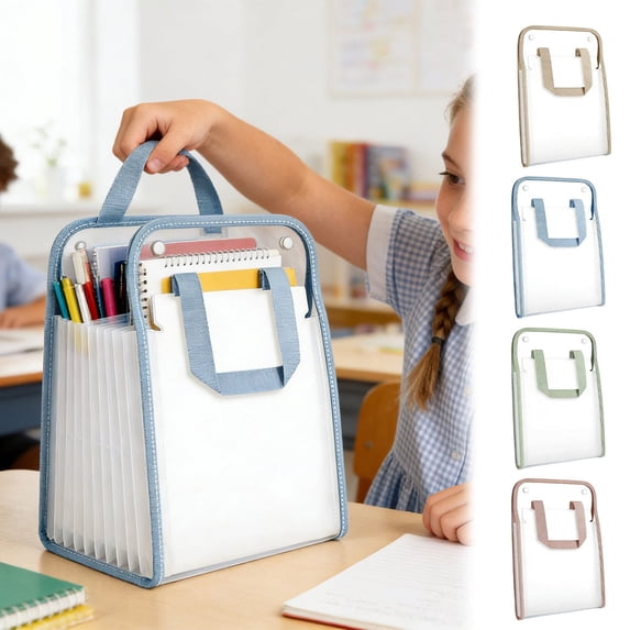 AYktou 13-Pocket Accordion File Organizer, Vertical Capacity 500 Sheets Document Bag File Folder with Handle & Labels, Expanding Document Organizer Bag File Storage Bags for Test Paper Bill