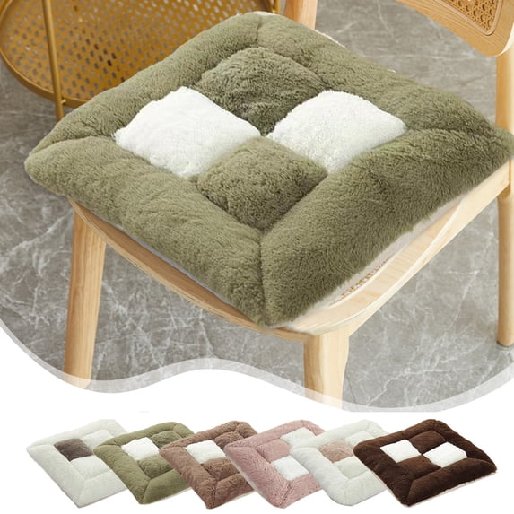 AYktou 16×16 Inch Chair Cushions, Home Living Room Velvet Butt Cushion Soft and Warm Stool Cushions, Winter Insulation Cushion Color Matching Thickened Lazy Back Cushions Floor Cushions, Green