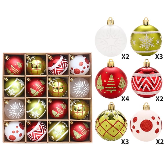 AYktou 16 Pcs Christmas Balls Ornaments, Multiple Style colorful combination Christmas Balls Pendants Kraft Paper Gift Box Packaging Ornament Gift Set for Christmas Tree Holiday Birthday Party Decor
