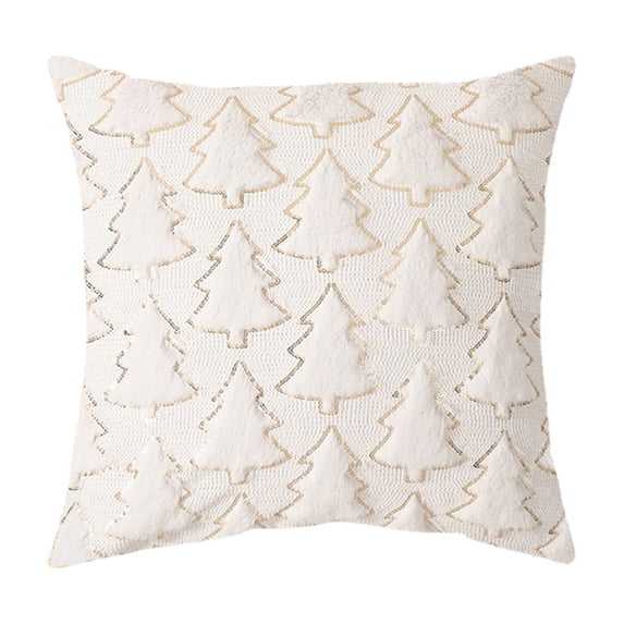 AYktou 18×18 inch Christmas Pillow Cases, Christmas Tree Pattern Plushes Pillowcase, Multicolor Optional Sofa Pillow Covers Holiday Gifts for Couch Floor Living Room Bedroom Decoration, White