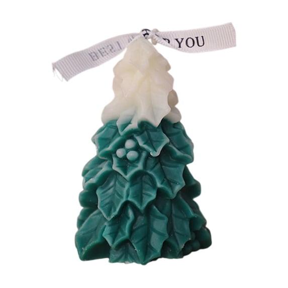 AYktou 2.4×3.7 Inch Christmas Tree Aroma Candles, Simulation Leaves Texture Scented Candles Gradient Small Christmas Tree Ornaments Candle for Home Dinner Party Holiday Christmas Decorations, Navy