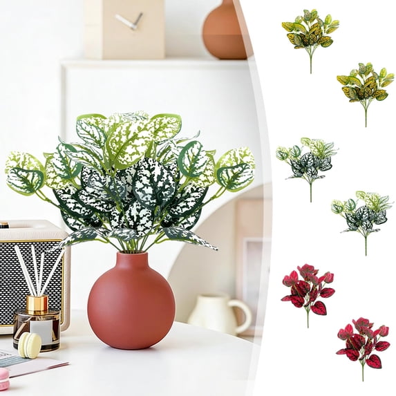 AYktou 2 Pcs Artificial Plants Leaves Greenery Plants, 13.8 Inch Sprawling Plants Leaves Gradient Color Texture Faux Plants Bouquet Fillers for Vase Floral Arrangement Table Centerpiece Home Decor