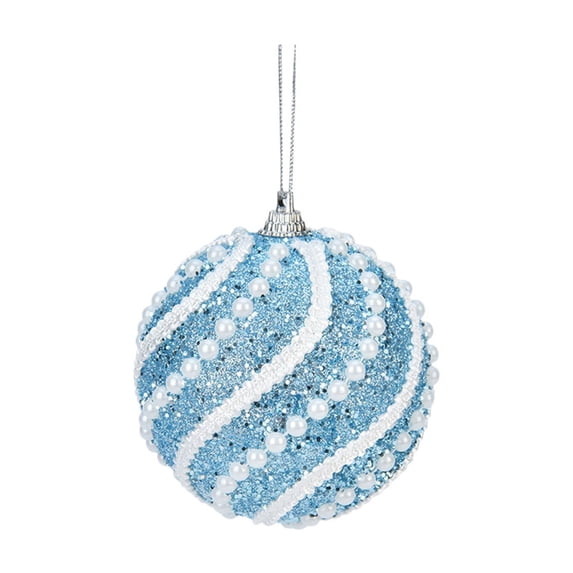 AYktou 2 Pcs Christmas Ball Ornaments 3.15" Sequin Pearl Thread Christmas Balls Shatterproof Christmas Tree Ornaments Plastic Xmas Hanging Balls for Xmas Trees Wedding Party Holiday