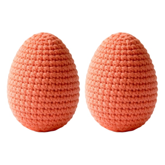 AYktou 2 Pcs Hand Crocheted Easter Eggs, Easter Basket Stuffers Handmade knitted Easter Gifts with Inner Foam, Tables Eggs Ornaments Tree Decorations Easter Decorations Emotional Accents, Orange