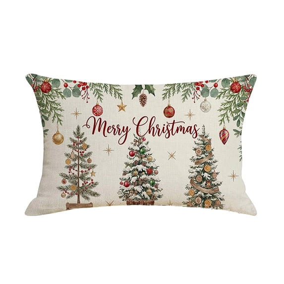 AYktou 20×12 Inch Christmas Pillow Covers, Soft Breathable Rectangular Throw Pillow Cases, Xmas Sofa Cushion Cover Holiday Winter Pillowcase for Bedroom Office Indoor Home Christmas Decor