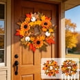 thumbnail image 1 of AYktou 21 Inch Fall Wreath for Front Door, Artificial Sunflower Maple Leaf Pumpkin Wreath Thanksgiving Decor, Outdoor Halloween Wreath Autumn Wreath for Home, Farmhouse Wall Festival Decor, 1 of 7