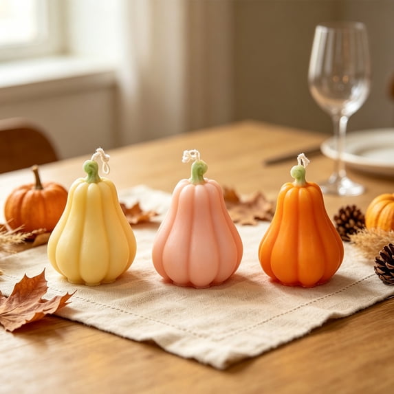 AYktou 2Pcs Fall Pumpkin Scented Candles, Pumpkin Shaped Spice Candle, Thanksgiving Aromatherapy Candles, Autumn Handmade Soy Wax Cute Mini Pumpkin Votive Candles for Tabletop Fireplace Home Decor