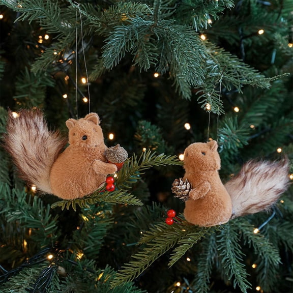 AYktou 3.5×2.0×8.3 Inch Squirrels Pendants, Pinecone Branch Doll Christmas Tree Decoration Desktop Ornaments, Cute Hanging Decoration Gifts for Birthday Wedding Christmas Decoration Party Layout
