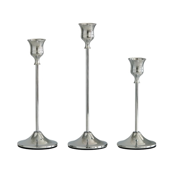 AYktou 3 Pcs Aluminum Alloy Candle Holders, Electroplated Metal Candlestick Western Dining Wedding Tall Feet Candle Sticks Exquisite Candle Stand for Candlelit Dinner Christmas Table Decor