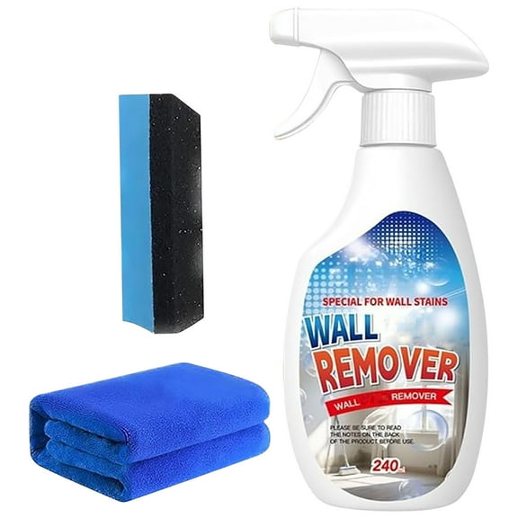 AYktou 3 Pcs Household Wall Cleaner Spray Set, 8 Oz White Wall Mould Remover Kit Including Cleaner & Towel & Sponge Wipe, Seam Mould Remover Spray Wall Cleaner Deep Cleaning for Tiles Ceiling Sink