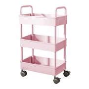 AYktou 3 Tier Rolling Carts with Wheels, White Kitchen Storage Cart Mobile Shelving Unit Storage Rack with Armrests Multi-Purpose Bathroom Utility Cart Snack Storage Organizer Cosmetics Shelf