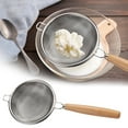 thumbnail image 1 of AYktou 304 Stainless Steel Fine Mesh Strainers for Kitchen, 3×7.5 Inch Kitchen Strainer Colander-Skimmer with Wooden Handle Multi-Purpose Sieve Sifters for Food Flour Rice Oil Noodles Vegetable, 1 of 6
