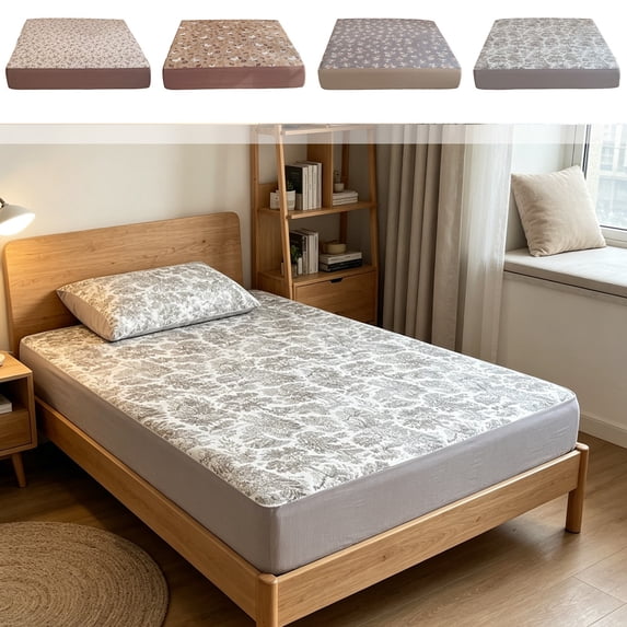 AYktou 35×79 Inch Fitted Sheet - Comfortable Cooling & Breathable Bed Sheets, Linen Bedding Sheet Soft Floral Mattress Cover Bed Coverlet, Lightweight Singles Bed Sheets for Home Dormitory