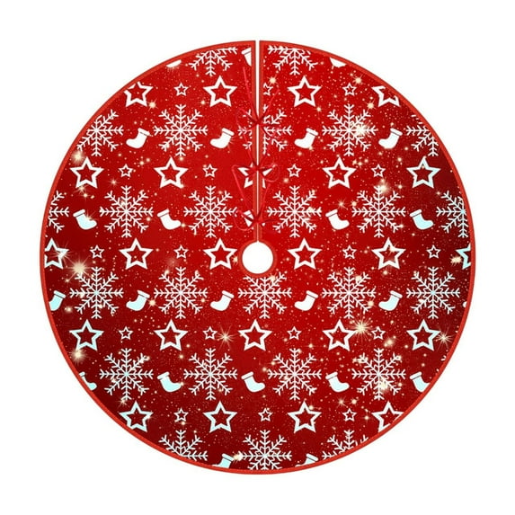AYktou 35 Inch Christmas Tree Skirts, Red Christmas Tree Bottom Aprons Christmas Tree Mat Ornaments, Snowflake Patterns Xmas Tree Skirts for Holiday Party Gift Placement Home Decoration