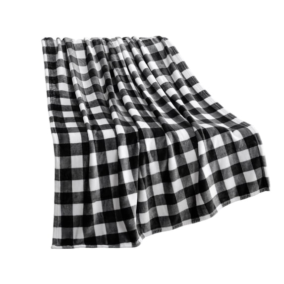 AYktou 39×51 inch Throw Blankets, Soft Warm Short-pile Nap Blanket Fashionable Checked Throw Blanket for Couch, Gift sheet for Christmas Thanksgiving Daily Bed Sofa Chair Camping uses, Black