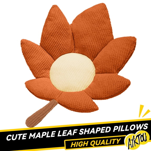 AYktou 3D Fall Maple Pillow 37.40x25.59x3.14in Cute Maple Leaf Shaped Pillows Leaf Doll Soft Back Floor Cushion for Thanksgiving Decorations