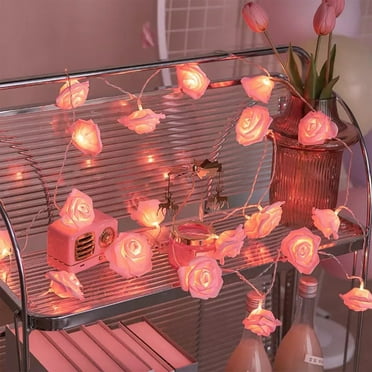 AYktou 4.92 ft Rose Flower String Lights,10 LED Fairy Light Lamp for Indoor and Outdoor Festival Party Decor