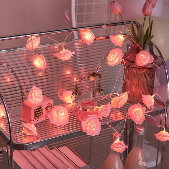 AYktou 4.92 ft Rose Flower String Lights,10 LED Fairy Light Lamp for Indoor and Outdoor Festival Party Decor