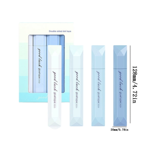 AYktou 4 Pcs Correction Tape Type Double-Sided Tapes, Gradient Color Strong Adhesive Roller Double-Sided Adhesive Tape for Handcrafting Photo Framing Pasting Card Making and Gift Wrapping, Blue