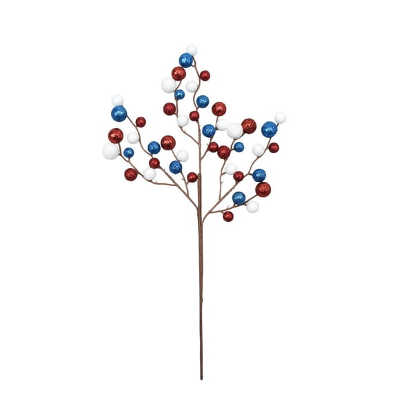 AYktou 4th of July Decorations Fake Plants,Red White Blue Berries Bouquet for Office Home Decor,Christmas Independence Day Memorial Day Party Decorations