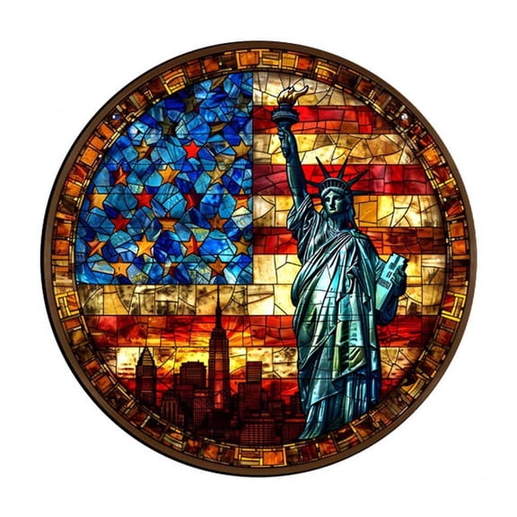 AYktou 4th of July Decorations-Stained Glass Window Hanging,2D Acrylic USA Flags Stained Glass Suncatcher,Art Crafts Pendant for Home Door Independence Day Memorial Day Decorations