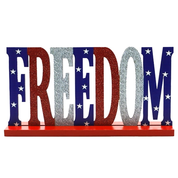 AYktou 4th of July Table Decorations, Patriotic Wooden Letters Letters Tiered Tray Decor, Glitter America Letter Sign, 250th Anniversary Farmhouse Table Signs for Office Home Mantel Shelf Desk Decor