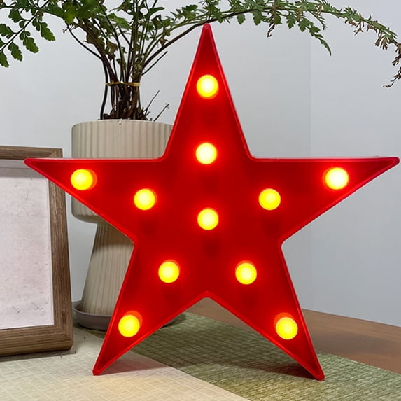 AYktou 4th of July Tabletop Decorations - Patriotic Five-Pointed Star LED Light, Memorial Day Star Lights Desktop Ornaments, Independence Day Ambient Pentagram Table Lamps Freestanding Blocks Lights