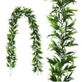 thumbnail image 1 of AYktou 5.8 Ft Artificial Willow Leaves Vine Twigs, Fake Hanging Ivy Plants Green Leaf Rattan Garland Greenery Decor Farmhouse Christmas Thanksgiving Vines for Home Doorway Fireplace Decoration, 1 of 5