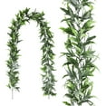 thumbnail image 1 of AYktou 5.8 Ft Artificial Willow Leaves Vine Twigs, Fake Hanging Ivy Plants Green Leaf Rattan Garland Greenery Decor Farmhouse Christmas Thanksgiving Vines for Home Doorway Fireplace Decoration, 1 of 5