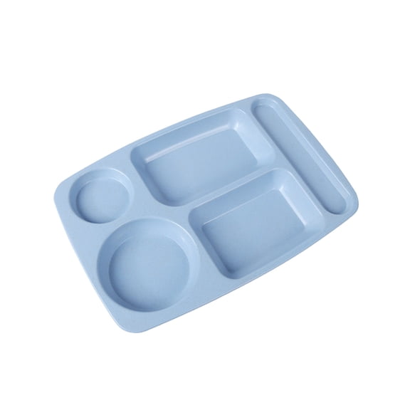 AYktou 5 Compartments Divided Food Plates, 13.6×9.3 Inch Unbreakable Wheat Straw Tray Microwave Dishwasher Safe Fast Food Tray Reusable Lightweight Small Dining Plate Leak-Proof Serving Tray