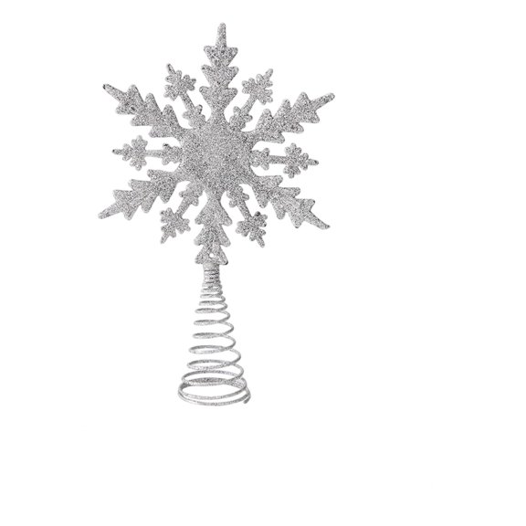 AYktou 5 Inch Christmas Tree Toppers, Christmas Snowflake Shape Tree Top Star Sparkling Ornament Planar Xmas Tree Topper Snowflake for Home Shopping Mall Christmas Decorations, Silvery