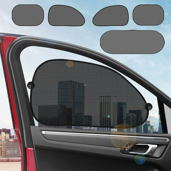 AYktou 5 Pack Universal Car Window Shades - 4 Side Window Sunshades & Rear Window Shades, Cling Sunshade Car Sun Shield Mesh Window Screens Blocks Glare and UV Rays for SUV Small Trucks and Cars
