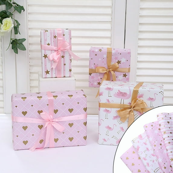 AYktou 5 Pcs Gift Wrapping Paper, 20×28 Inch Multi-Purpose Gift Box Packaging Paper Pink Girlish Heart Fresh Style Wrapper for Packaging Gift Boxes Bouquets Christmas Birthday Presents Decor