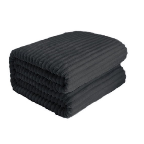AYktou 59×32 Inch Throw Blanket, Flannel Thick Double Layer Sofa Blanket Winter Warming Soft Nap Blanket, Three-Dimensional Striped Patterns Blankets for Festivals Gifts Home Supplies, Dark Gray