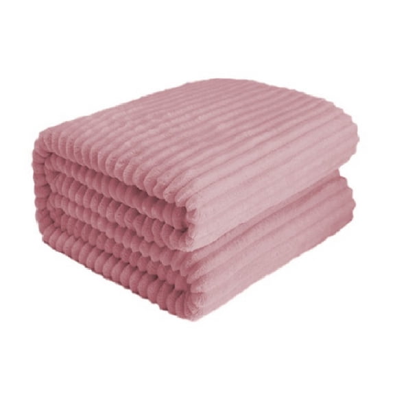 AYktou 59×32 Inch Throw Blanket, Flannel Thick Double Layer Sofa Blanket Winter Warming Soft Nap Blanket, Three-Dimensional Striped Patterns Blankets for Festivals Gifts Home Supplies, Pink