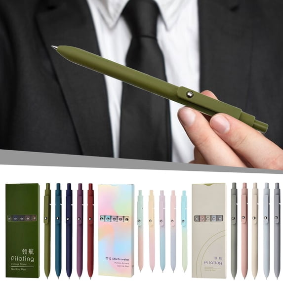 AYktou 5Pcs Gel Ink Pens Medium Point Retractable Gel Pens Set, Gel Pen with Roller Clip Smooth Writing High-End Series Ballpoint Rollerball Gel Pens for Office Supplies, Gifts for Women
