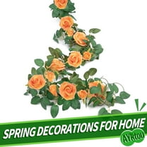 AYktou 6.56FT Flower Garland Fake Yellow Roses Flower Vines,Artificial Rose Flower Hanging Silk Rose for Home Hotel Office Wedding Party Garden Indoor Outdoor Decor Wall Decoration