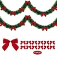 thumbnail image 1 of AYktou 6.6 Ft Christmas Garlands with 13 Bowknots, Christmas Tree Pull Flower Ribbon Rattan Pendant Wreath Ornaments, Imitation Green Pines Needles Vines for Window Wall Christmas Tree Decor, 1 of 6