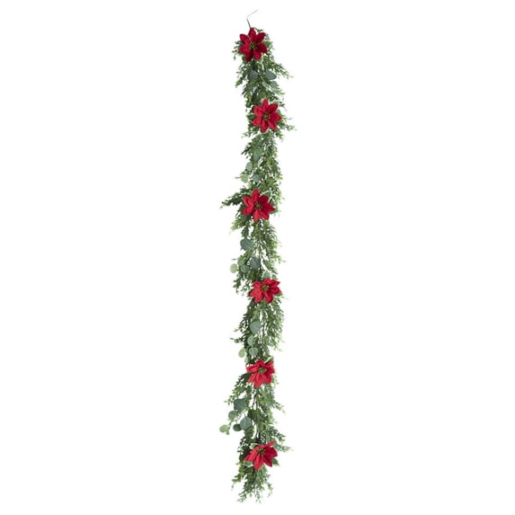 AYktou 6 Ft Christmas Garlands, Artificial Cypresses Eucalypt Leaf Rattans Door Hanging Vines Green Ambiance Garlands Ornaments for Christmas Wedding Birthday Indoor & Outdoor Decoration